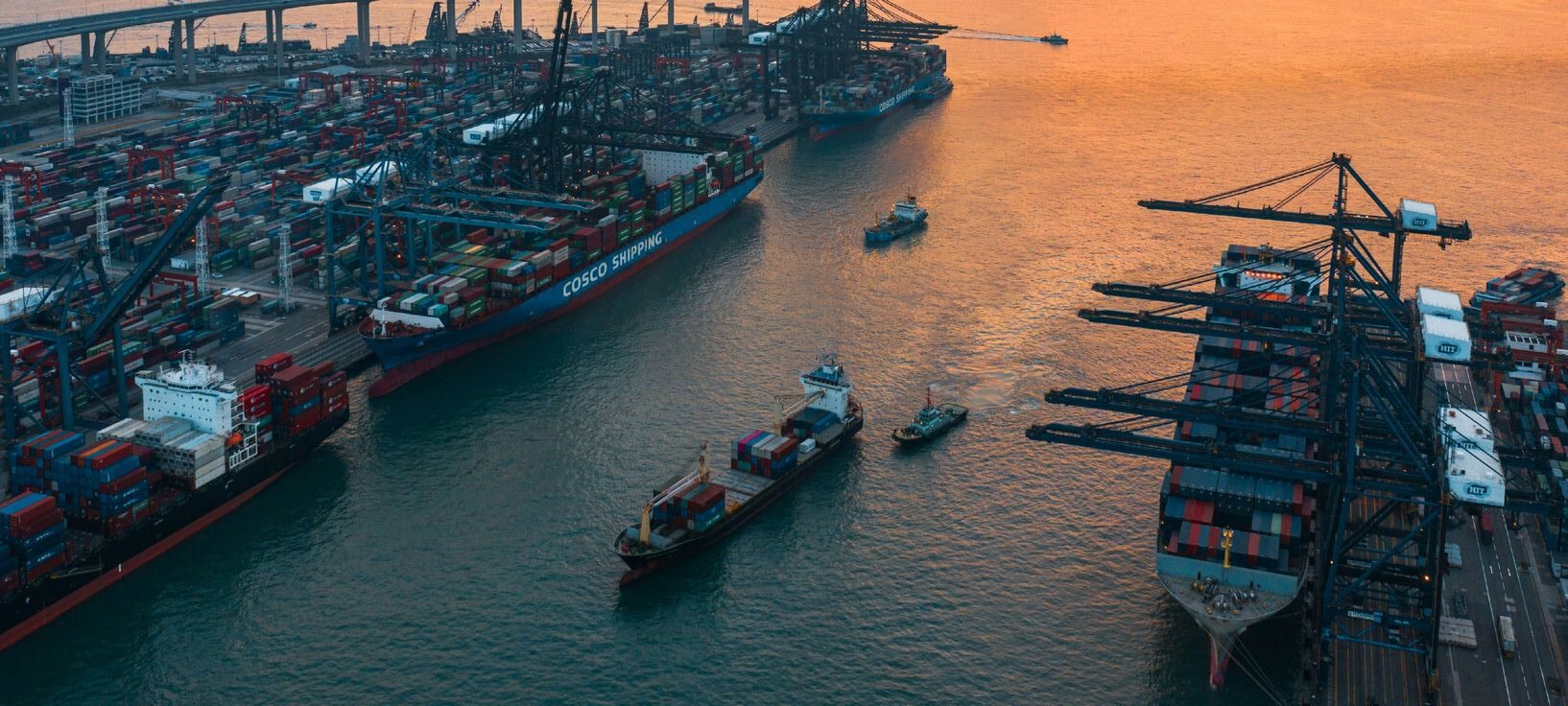 Shipping containers at a cargo terminal