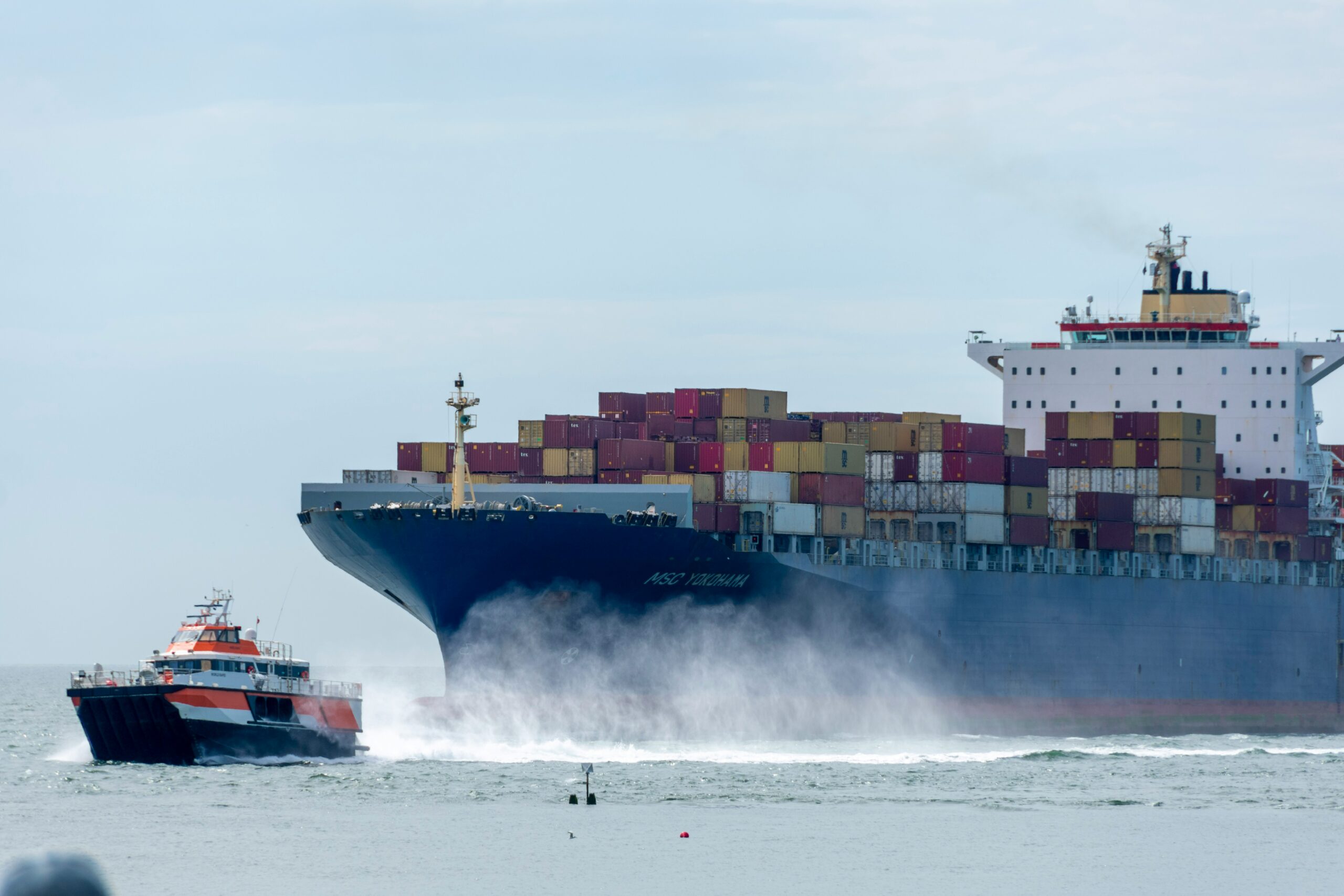 Cargo vessel on the sea